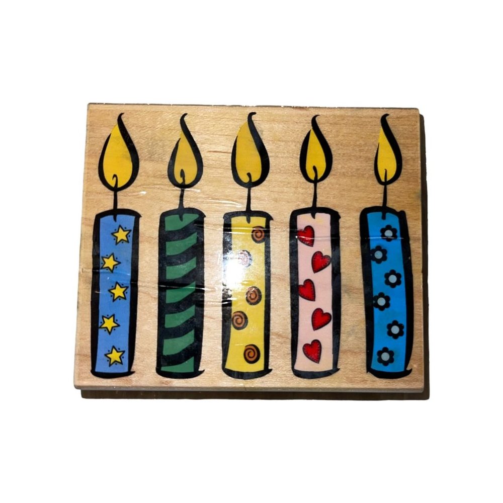 Vintage Hero Arts H1870 Five Big Candles 2000 Y2K 3.75" Wood Rubber Stamp